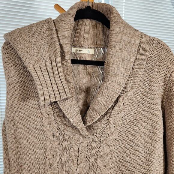 Old Navy XL $65 Oatmeal Cable Knit Fisherman Sweater Coastal Grandpa Core - Picture 3 of 9